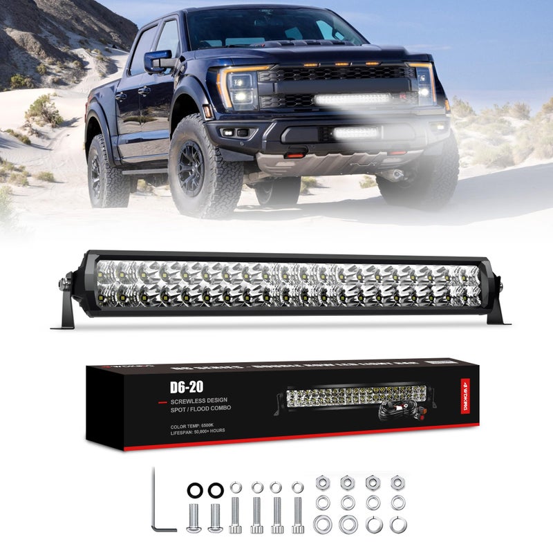4WDKING LED Light Bar 20 inch IP68&IP69K Waterproof Dual Row Off Road Light Bar with DT Connector 120W Flood and Spot Combo Beam Work Light for Truck Cars ATV UTV Boat - Image 1